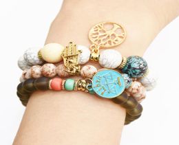 3 Pcs Bohemian Stackable Wood Beads Bracelets for Women Boho Multilayer Stretch Bracelet Set Statement Tassel Bangles6712636