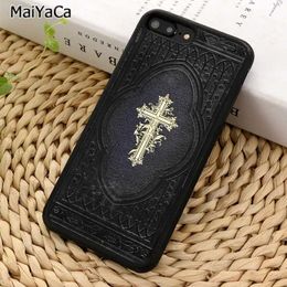 Cell Phone Cases MaiYaCa Cross on Bible Christian Catholic Phone Case for iPhone 15 14 X XR XS 11 12 13 Pro MAX 6 7 8 Plus Coque Shell J240418