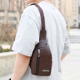 Genuine Leather Chest Bag Men Travel Crossbody Business Black Pack Casual Sling Male Shoulder Messenger 240407