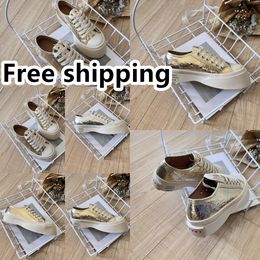 Casual Shoes Designer Shoes Womens Platform Trainers Sneakers Gold Silver lace up size 36-40 Classic Comfortable GAI golden white