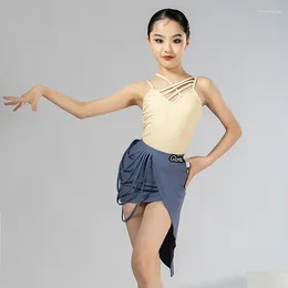 Stage Wear Latin Dance Tops Girls Ballroom Practise Tango Dancing Outfit Salsa Clothing Costume Irregular Samba Skirts DL9463