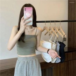 Women's Tanks With Breast Pads Vest Simplicity Square Collar Fixed Cup Chest Wrapping Wrapped Free Size Camisole Summer