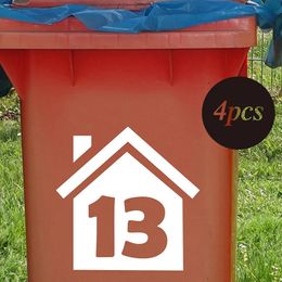 Custom House Number Garbage Can Rubbish Trash Bin Sticker Decal Waterproof Vinyl Home Decor 240419