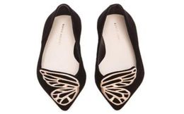Sophia Webster Lady suede Leather Dress Shoes Butterfly Wings Embroidery Sharp Flat Shallow Women039s Single Shoes Size 346305957