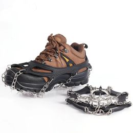 Boots Ice Gripper Spike for Shoes Anti Slip Hiking Climbing Snow Spikes Crampons Cleats Chain Claws Grips 19 Teeth Steel Snow Chain