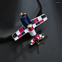 Brooches For Women Men Badge Gold-color Alloy Aeroplane Brooch Enamel Pin Red Blue Plane Costumes Aircraft Broochs