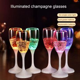 Party Decoration 6pcs LED Light Up Cups Wine Champagne Flutes Set Wedding Favours Plastic Drinking Glasses Atmosphere Decor