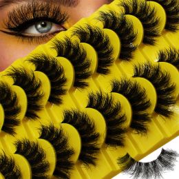 10 Pairs 3D fluffy false eyelashes for dramatic fake eyelashes Messy False Eyelashes Fluffy Thick Lashes