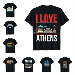 Men's T Shirts More Design I Love Athens Greece Retro Vintage Sunset Skyline T-Shirt Map For Men Women Shirt Tops Cotton Tees