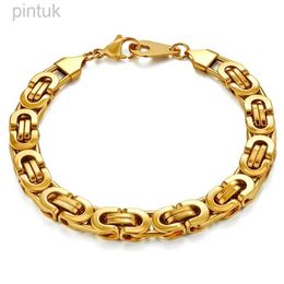 Chain Newest 316L Stainless Steel Bracelet Men Wholesale Wristband 8mm Gold Color Male Hand Chain Link Bracelet Hip Hop Jewelry d240419