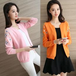 Women's Knits Summer Sweet Thin Sunscreen Cardigan Female Korean Open Stitch Blouse Holiday O-collar Daily Long Sleeve Blouses L131