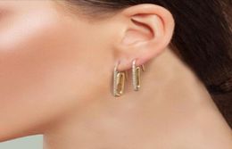 Hoop Huggie 2021 Unique Design 925 Sterling Paperclip Safety Pin Shape Studs Fashion Elegant Women Jewelry Gold Filled Delicate 7500354