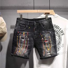 Men's Shorts Short Jeans Pants for Men Multi Colour Graphic Man Denim Shorts Original Thin Distressed Xl Retro Strtwear Jorts New In Rude T240419