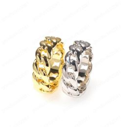 hip hop Smooth Cuban chain ring for men luxury designer bling diamond rings gold silver mens engagement wedding ring jewelry4211665