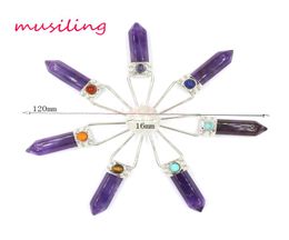 Reiki Pendulum 7 Chakra Beads Hexagon Prism Magic Wand Energy Pendant Natural Stone Charms Healing Amulet Jewelry7967712