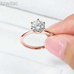 Solitaire Ring Anziw Rose Gold 0.5CT-3.0CT Moissanite Ring 925 Sterling Silver Solitaire Engagement Wedding Bands For Women Certificate Jewelry d240419
