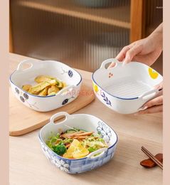 Plates 8-inch Baking Bowl Double Ear Tableware Oven Microwave Rice Tray Salad