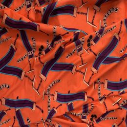 Orange chain Digital printing fabric 100% polyester high elasticity high fashion textile fabric for dress swimsuit costume sewin 240409