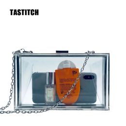 Clutches New Brand Evening HandBags Acrylic Shoulder Bag Silver Frame Transparent Small Square Casual Clutch Party Wedding Purses Wallet