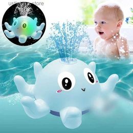 Sand Play Water Fun Baby Bath Toys Electric Octopus Whale Automatic Sprinkler Bathtub Toy Swim Pool Bathing Toys with Music LED Light For Kids Gift L416