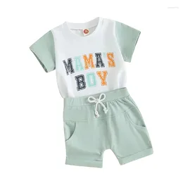 Clothing Sets Infant Baby Boy Girl Summer Clothes Short Sleeve Tops Crewneck Letter T-shirt Shorts Set Outfit