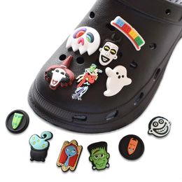 Anime Halloween horror pumpkin sally Jack ghostThe Nightmare Before Christmas cartoon charms shoe accessories pvc decoration buckle soft rubber clog charms