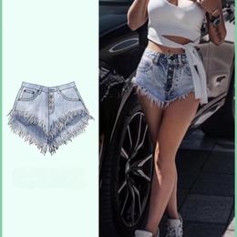 Women's Shorts Single Breasted A-line Denim Wide Leg For Summer High Waisted Fringed Fur Edge Washed Jeans