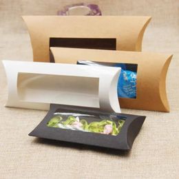 Mutli size pilllow window box for gifts display.Merchandise products display pillow box .Kraft paper gifts box with window 50pcs 240416