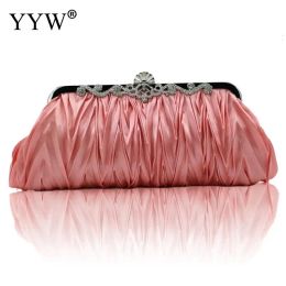 Bags Silk Evening Handbags Cocktail Clutches Silk Pleats Chain Dinner Bag Party Banquet Bride Dance Party Totes Luxury Evening Bags