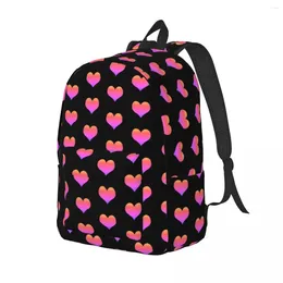Backpack Pink Hearts Print Valentine's Day Kawaii Backpacks Student Unisex Trekking Large School Bags Colourful Rucksack