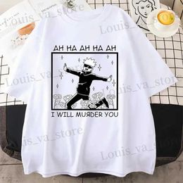 Men's T-Shirts Hot New Anime Satoru Gojo Graphic Print T-shirt for Both Men and Women Y2K Casual Tops Personalised Cool Round Neck T-shirt Tops T240419