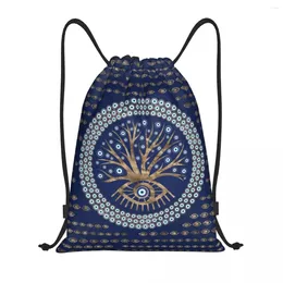 Shopping Bags Mystic Evil Eye Tree Of Life Drawstring Men Women Foldable Sports Gym Sackpack Greek Mati Amulet Training Storage Backpacks