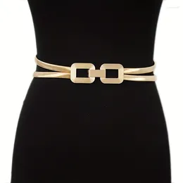 Belts Golden Double-strand Elastic Women's Belt Buckle Casual Fashion Spring Metal Waist Chain With Skirt