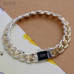 Chain 925 Sterling Silver Solid 10mm chain Bracelet men women Chain noble wedding Jewelry fashion charms party birthday gift d240419