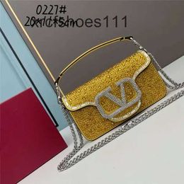 Handbag Shiny Purse Evening Buckle Sliding Diamond Shoulder Crystal Designer Mini Chain Vallentinoo Brass Magnetic One Bag Light Luxury Bags Crossbody PB29