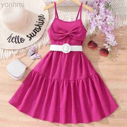 Girl's Dresses 2024 Dress Kids Girl Clothes Strap 8 9 10 11 12 Years Old Fashion Casual Birthday Party Rose Red Princess Teens Dresses d240423