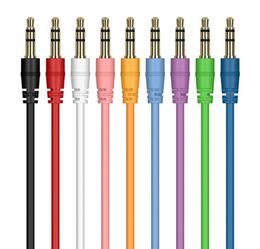 wholes 300pcslot 1m Aux Cable Male to Male Audio Cable Colour Car Audio 3 5mm Jack Plug AUX Cable For Headphone MP39911405