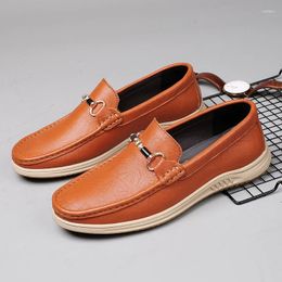 Casual Shoes 2024 Genuine Leather Men Mens Slip On Loafers Moccasins Italian Comfy Fashion Male Boat