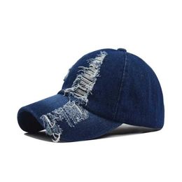 Ball Caps Men And Women Holed Caps Simple Hats One Size Fashion Washed Cotton Holed Denim Baseball Caps