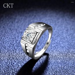 Cluster Rings 1 Moissanite Ring 925 Silver For Men Gift Eternity Engagement Wedding Band