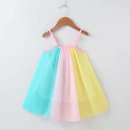 Girl Dresses Dress For 2024 Summer Kids Clothing Cotton Cute Casual Pretty Colour Block Sleeveless Princess Vest Girls