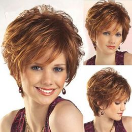 Europe and the United States wig women short curly hair shaggy short hair small roll chemical Fibre hair cover 240407