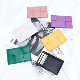 Card Holders Wallet For And Money Slim Genuine Leather Ultra Thin Sheepskin Woven Luxury Designer Knitting Holder Men Women