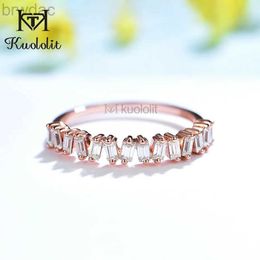 Solitaire Ring Kuololit Soild 18K 585 14K Rose Gold Moissanite Ring for Women Baguette Solitaire Matching Wedding Diamond Band Engagement 2022 d240419