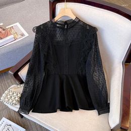 Women's Blouses Oversize Dress 2024 Autumn Chiffon Shirt With Style Design Thin Lace Blusas Clothes For Women Shirts Blouse
