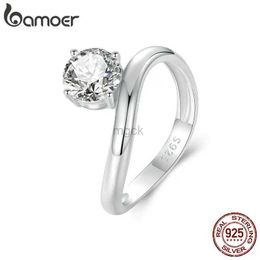 Wedding Rings BAMOER Moissanite Ring Delicate Lab Diamond Ring 925 Sterling Silver Simple Line Ring for Women Engagement Wedding Jewellery 240419