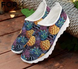 Casual Shoes FORUDESIGNS Fashion Ladies Flat Fruit Pineapple Pattern Mesh Breathable Summer Sneakers Footwear