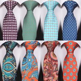 Bow Ties Luxury 8cm Men's Tie Necktie Jacquard Classic Polka Dot Paisley Floral Printed Neck Party For Wedding Business