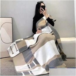 Blanket Wholesale Designer Cashmere Luxury Letter Home Travel Throw Summer Air Conditioner Beach Towel Womens Soft Drop Delivery Garde Dhbwk