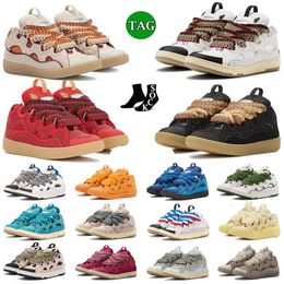 Designerskor Casual Luxury Lavines Leather Curb Sneakers Sports Trainers paras Lace-Up Extraordinära kalvskinn gummi kvinnor män